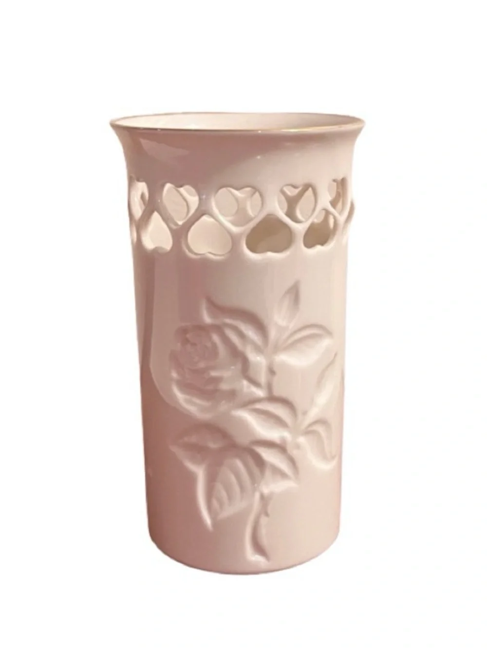 Vintage Lenox Heart Collection- Heart Cutout Vase Bone China with Gold Trim